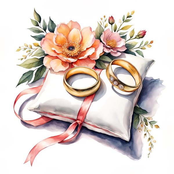 Watercolor Wedding Rings Clipart: Golden Rose PNG Graphics (Commercial Use, Digital Download) — image 6