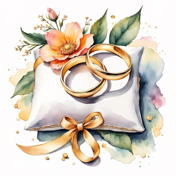 Watercolor Wedding Rings Clipart: Golden Rose PNG Graphics (Commercial Use, Digital Download) — image 7