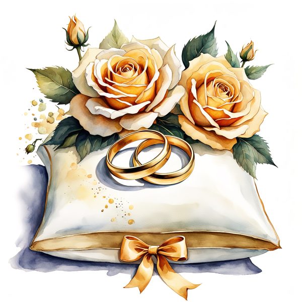 Watercolor Wedding Rings Clipart: Golden Rose PNG Graphics (Commercial Use, Digital Download) — image 8