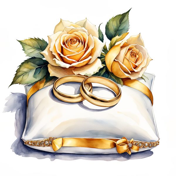 Watercolor Wedding Rings Clipart: Golden Rose PNG Graphics (Commercial Use, Digital Download) — image 9
