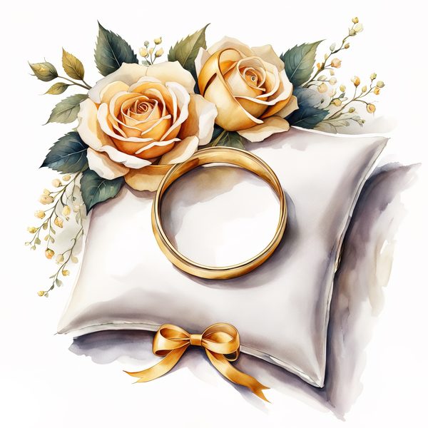 Watercolor Wedding Rings Clipart: Golden Rose PNG Graphics (Commercial Use, Digital Download) — image 10