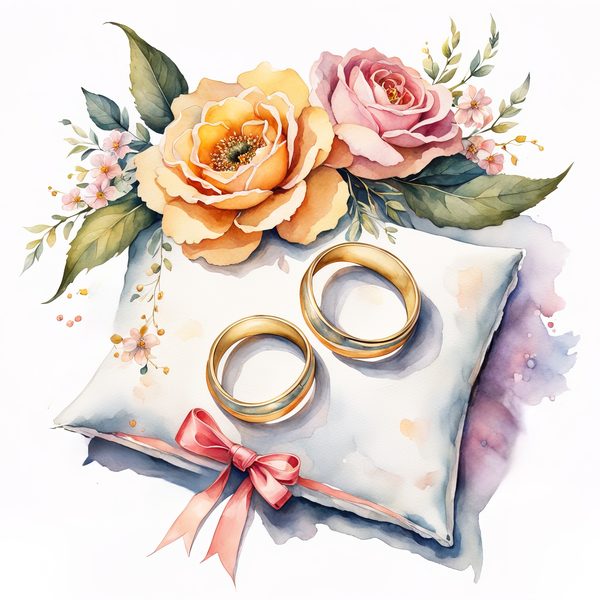 Watercolor Wedding Rings Clipart: Golden Rose PNG Graphics (Commercial Use, Digital Download) — image 11