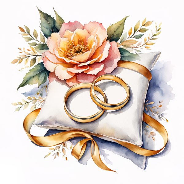 Watercolor Wedding Rings Clipart: Golden Rose PNG Graphics (Commercial Use, Digital Download) — image 12