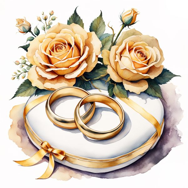 Watercolor Wedding Rings Clipart: Golden Rose PNG Graphics (Commercial Use, Digital Download) — image 13