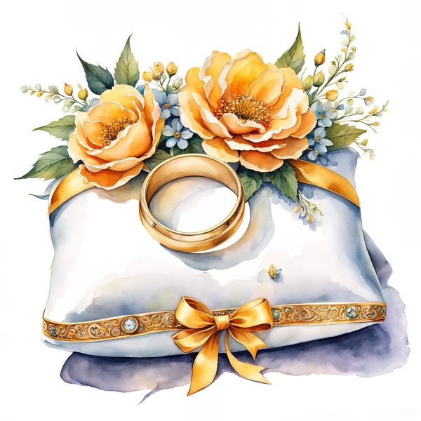 Watercolor Wedding Rings Clipart: Golden Rose PNG Graphics (Commercial Use, Digital Download) — image 14