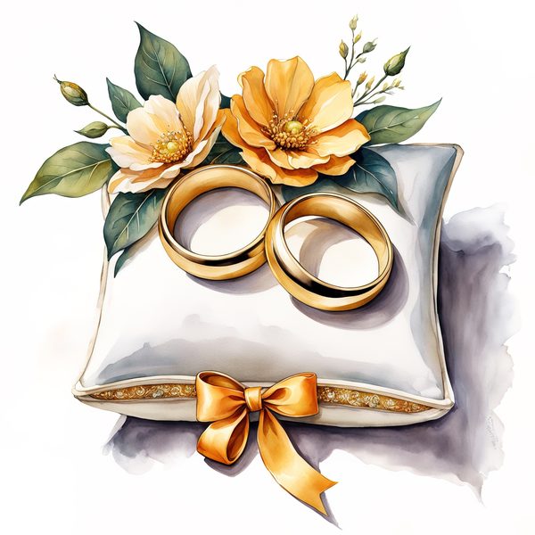 Watercolor Wedding Rings Clipart: Golden Rose PNG Graphics (Commercial Use, Digital Download) — image 15