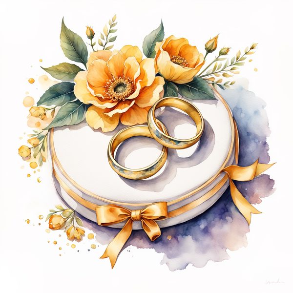 Watercolor Wedding Rings Clipart: Golden Rose PNG Graphics (Commercial Use, Digital Download) — image 16