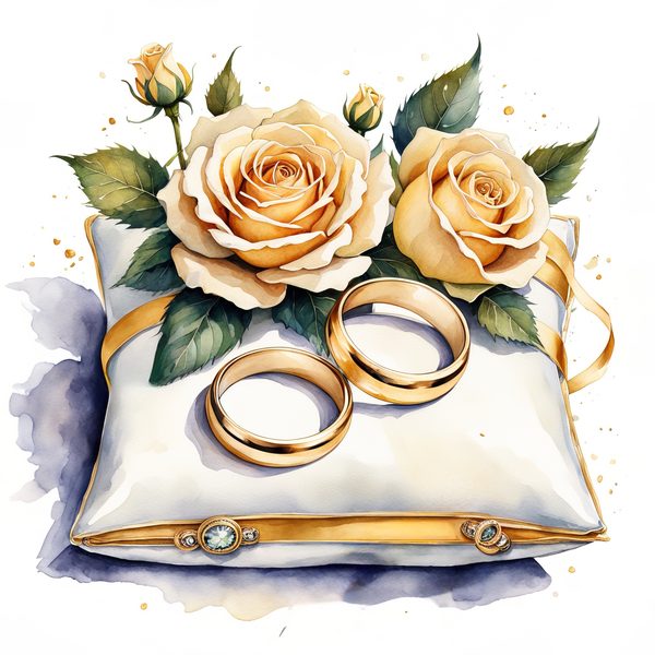 Watercolor Wedding Rings Clipart: Golden Rose PNG Graphics (Commercial Use, Digital Download) — image 17
