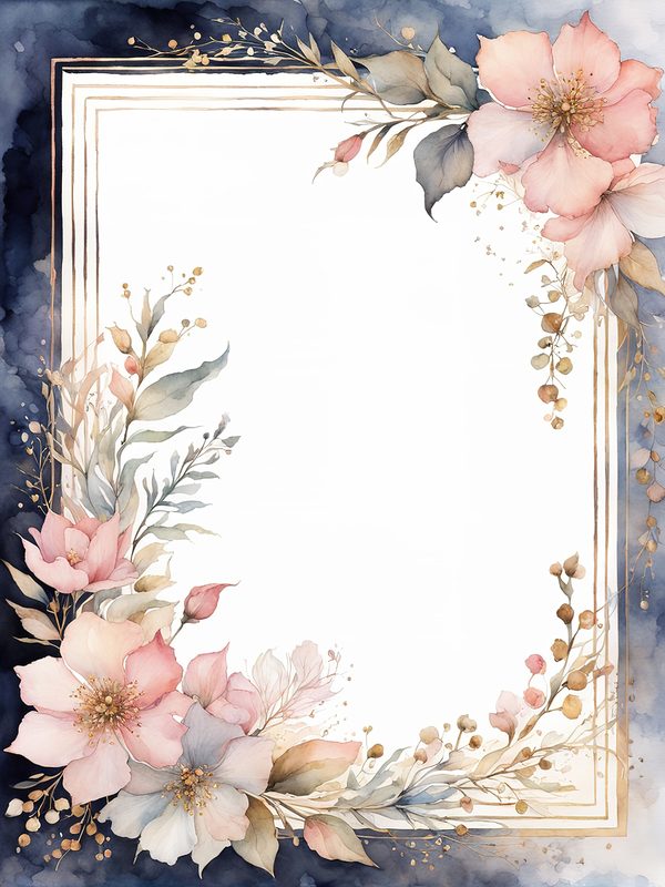 Watercolor Floral Frame Digital Paper: Blush & Gray Botanical Border (10 JPGs) — image 10