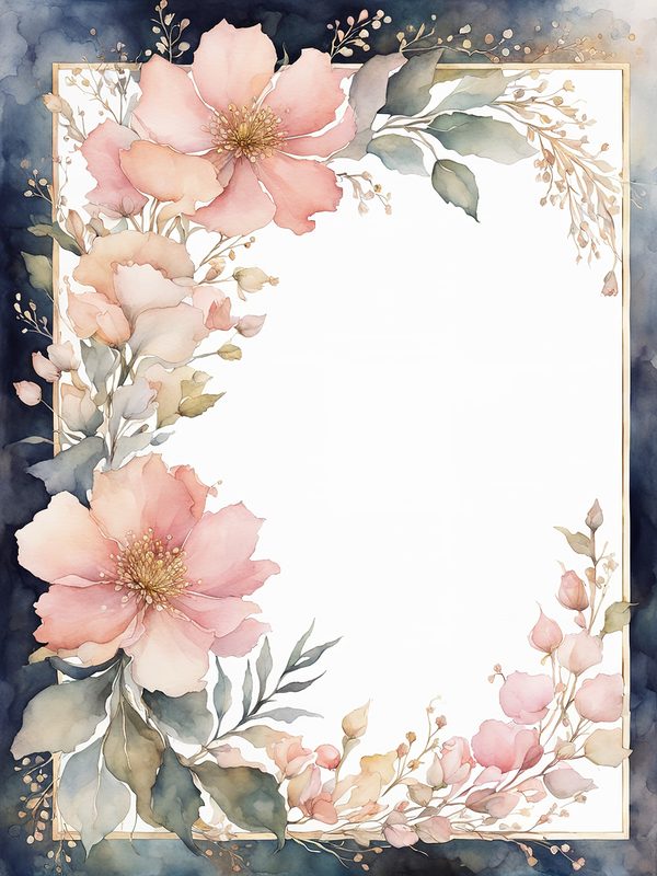 Watercolor Floral Frame Digital Paper: Blush & Gray Botanical Border (10 JPGs) — image 11