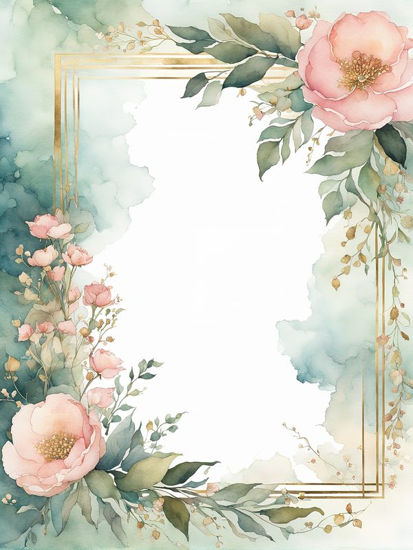 Watercolor Floral Frame Art: Pink & Sage Botanical Borders (10 JPGs) — image 2