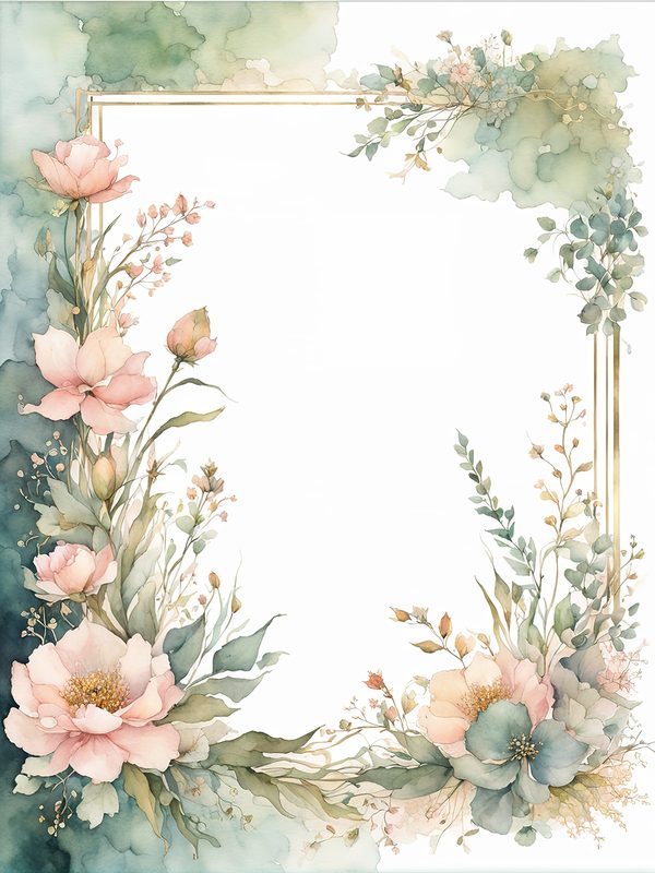 Watercolor Floral Frame Art: Pink & Sage Botanical Borders (10 JPGs) — image 4