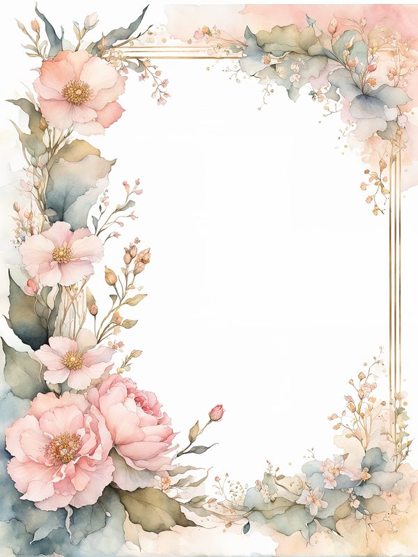 Watercolor Floral Frame Art: Pink & Sage Botanical Borders (10 JPGs) — image 5