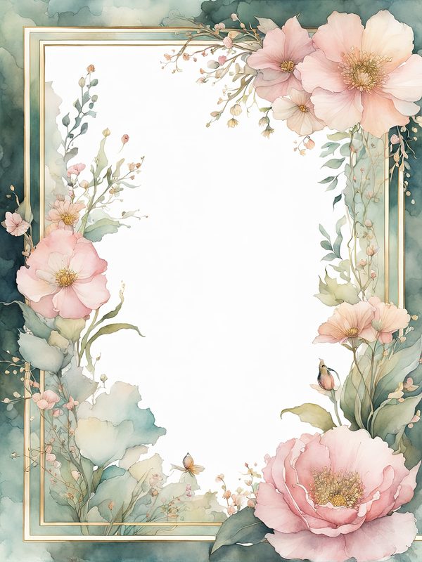 Watercolor Floral Frame Art: Pink & Sage Botanical Borders (10 JPGs) — image 7