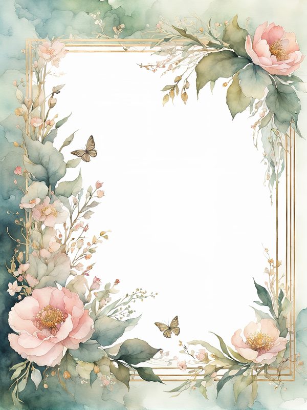 Watercolor Floral Frame Art: Pink & Sage Botanical Borders (10 JPGs) — image 8