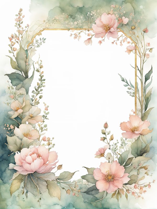 Watercolor Floral Frame Art: Pink & Sage Botanical Borders (10 JPGs) — image 10