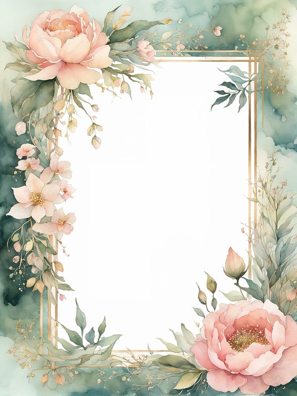 Watercolor Floral Frame Art: Pink & Sage Botanical Borders (10 JPGs) — image 11