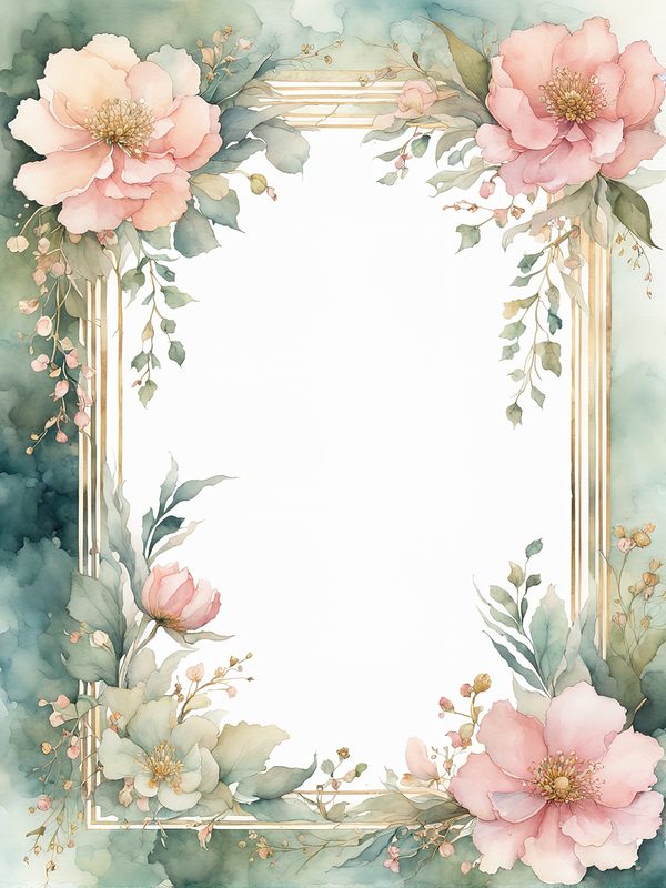 Watercolor Floral Frame Art: Pink & Sage Botanical Borders (10 JPGs) — image 12