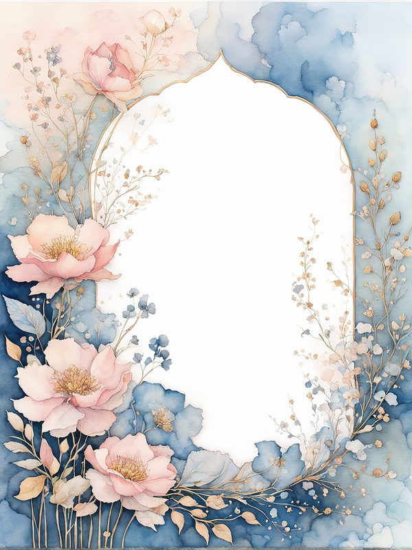 Watercolor Floral Frame Art: Pink & Blue Botanical Borders (10 JPGs) — image 9