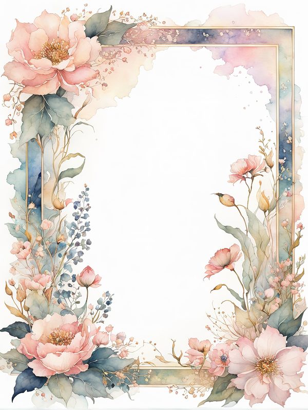 Watercolor Floral Frame Digital Paper: Pink & Blue Botanical Art (10 JPGs) — image 11
