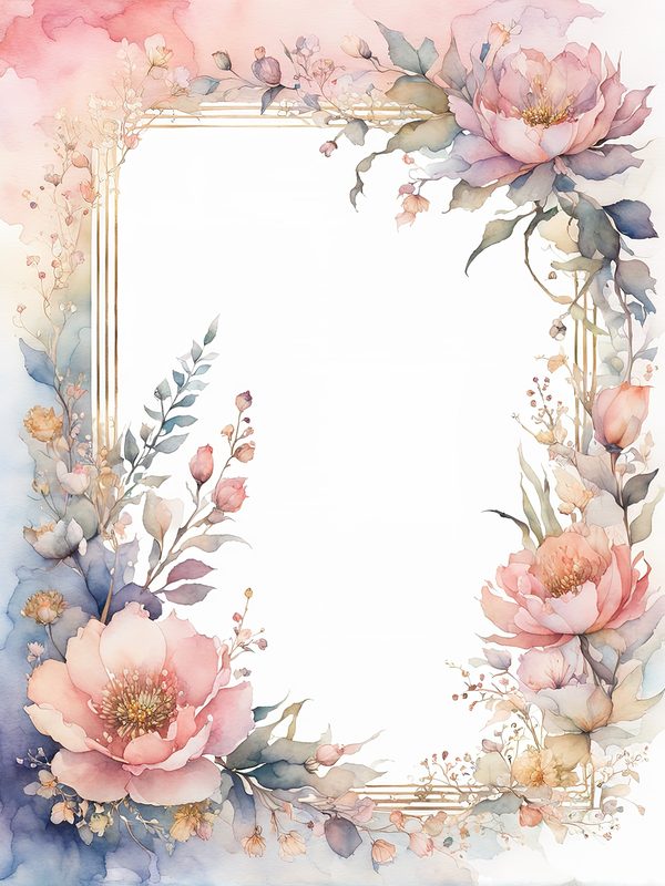 Watercolor Floral Frame Digital Paper: Pink & Blue Botanical Art (10 JPGs) — image 12