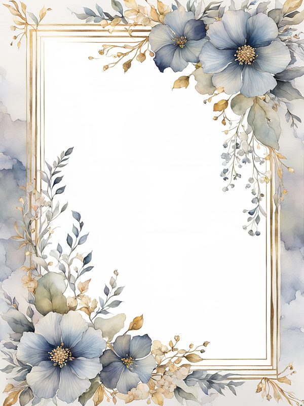 Gray Floral Frame: Boho Watercolor Border Art (10 JPGs Digital Download) — image 12