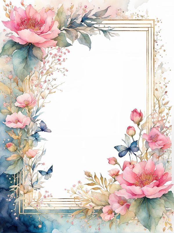 Neon Pink Floral Frame Digital Paper: Boho Wedding Cards (10 JPGs) — image 1
