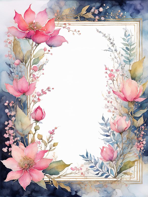 Neon Pink Floral Frame Digital Paper: Boho Wedding Cards (10 JPGs) — image 2