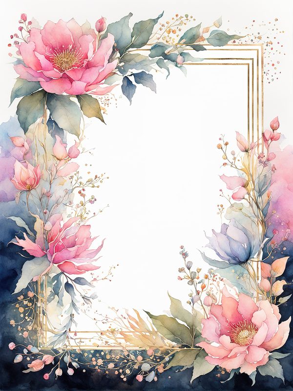 Neon Pink Floral Frame Digital Paper: Boho Wedding Cards (10 JPGs) — image 3