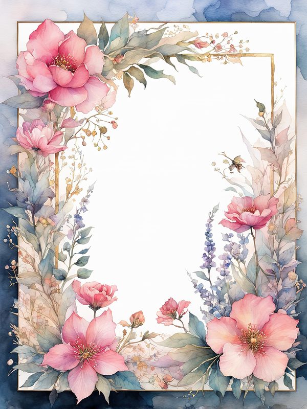 Neon Pink Floral Frame Digital Paper: Boho Wedding Cards (10 JPGs) — image 4