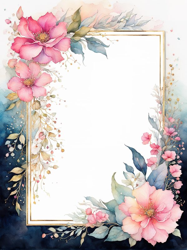 Neon Pink Floral Frame Digital Paper: Boho Wedding Cards (10 JPGs) — image 5
