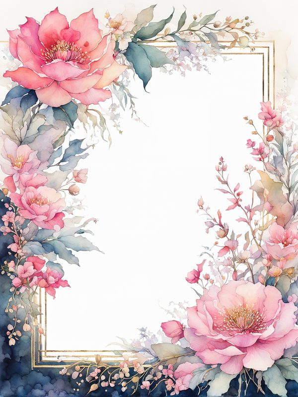 Neon Pink Floral Frame Digital Paper: Boho Wedding Cards (10 JPGs) — image 6