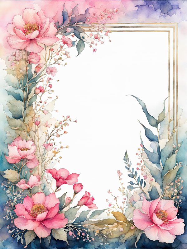 Neon Pink Floral Frame Digital Paper: Boho Wedding Cards (10 JPGs) — image 7