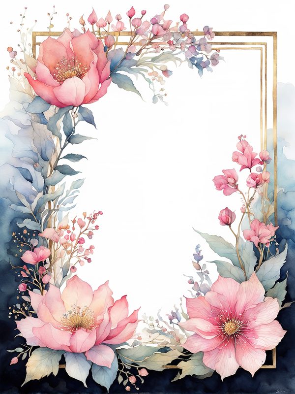 Neon Pink Floral Frame Digital Paper: Boho Wedding Cards (10 JPGs) — image 9