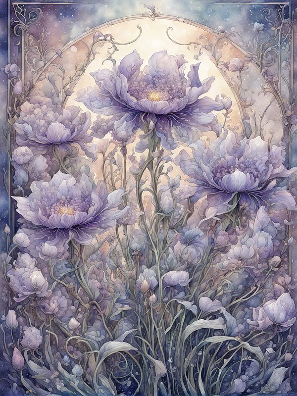 Watercolor Celestial Garden Digital Paper: Lavender & Mauve (10 JPGs) — image 2
