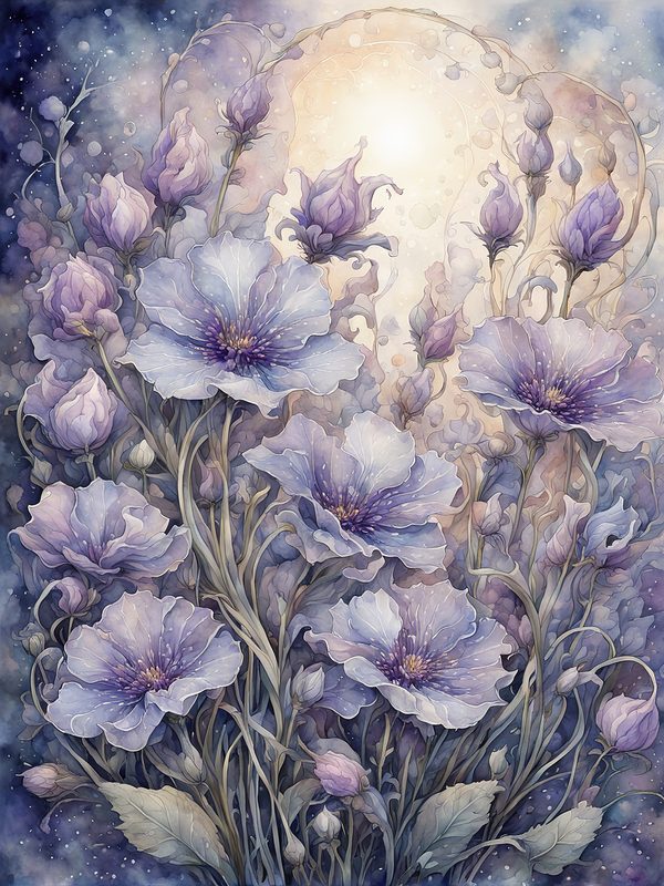 Watercolor Celestial Garden Digital Paper: Lavender & Mauve (10 JPGs) — image 6