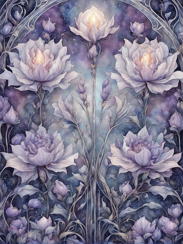Watercolor Celestial Garden Digital Paper: Lavender & Mauve (10 JPGs) — image 7