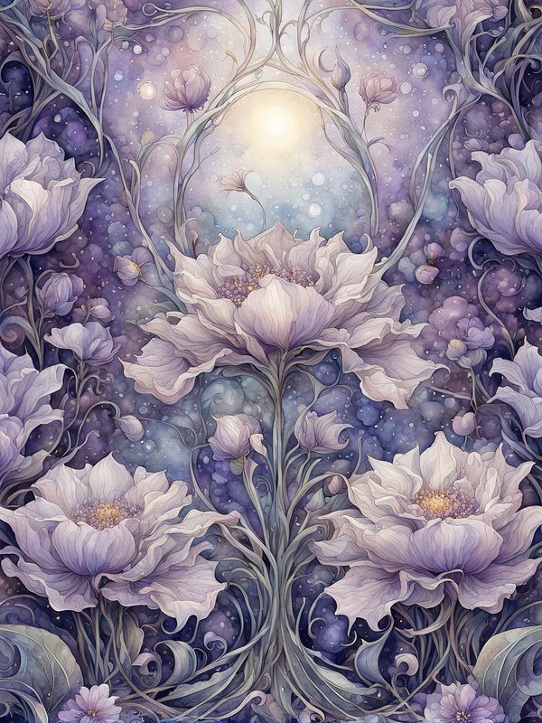Watercolor Celestial Garden Digital Paper: Lavender & Mauve (10 JPGs) — image 10