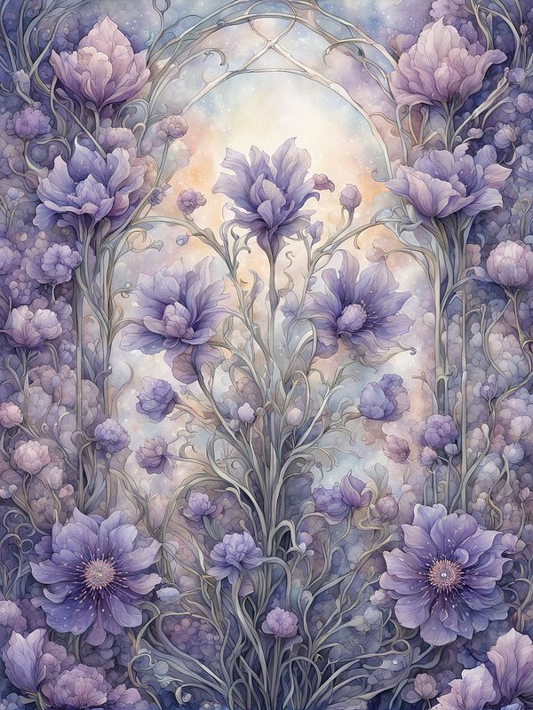 Watercolor Celestial Garden Digital Paper: Lavender & Mauve (10 JPGs) — image 12