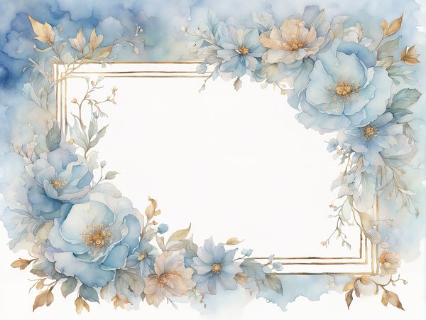 Sky Blue Watercolor Floral Frames: Digital Paper Pack (10 JPGs) — image 1