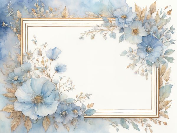 Sky Blue Watercolor Floral Frames: Digital Paper Pack (10 JPGs) — image 2