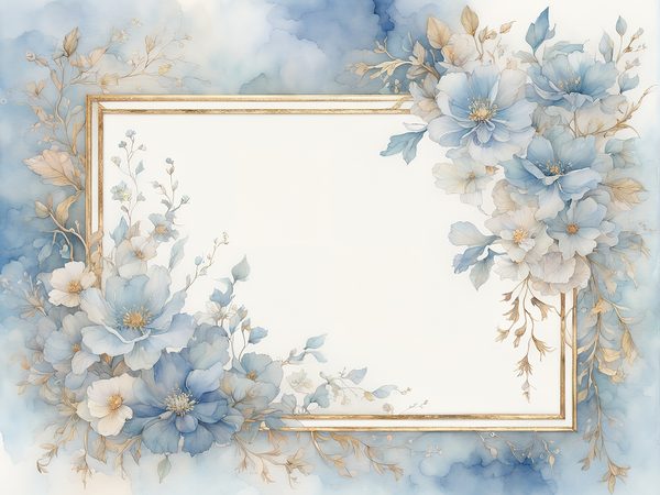 Sky Blue Watercolor Floral Frames: Digital Paper Pack (10 JPGs) — image 3