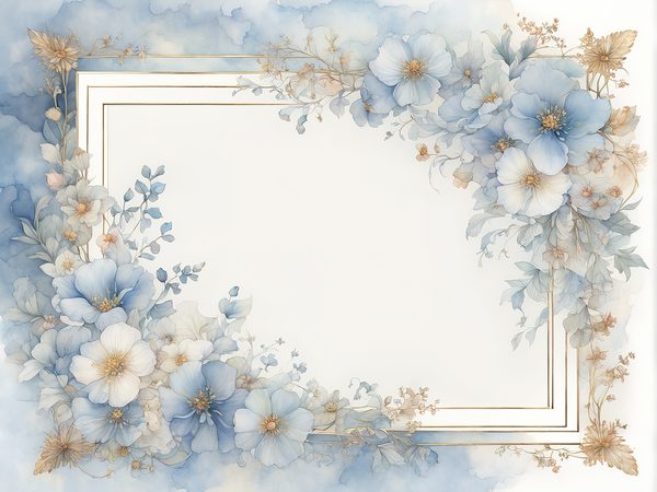 Sky Blue Watercolor Floral Frames: Digital Paper Pack (10 JPGs) — image 4