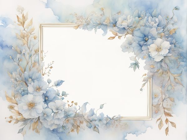Sky Blue Watercolor Floral Frames: Digital Paper Pack (10 JPGs) — image 6