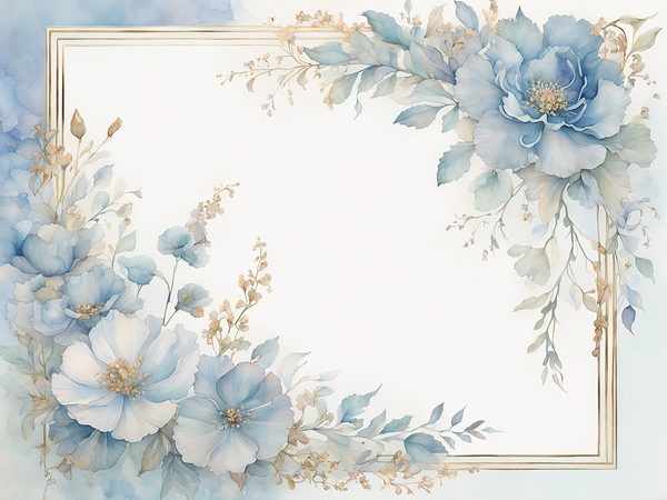 Sky Blue Watercolor Floral Frames: Digital Paper Pack (10 JPGs) — image 7