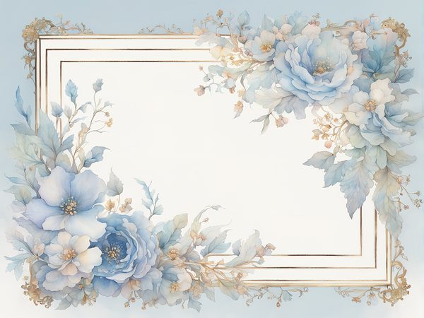 Sky Blue Watercolor Floral Frames: Digital Paper Pack (10 JPGs) — image 8
