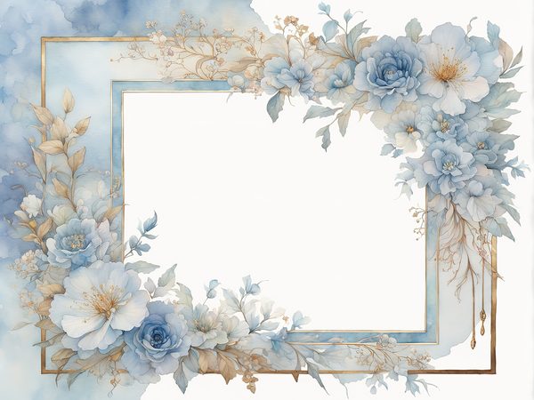 Sky Blue Watercolor Floral Frames: Digital Paper Pack (10 JPGs) — image 9