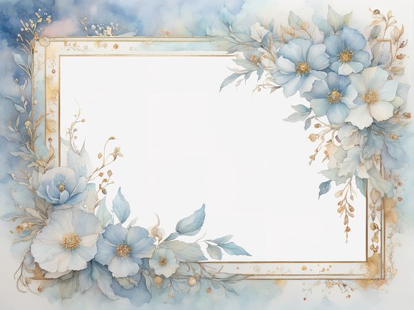 Sky Blue Watercolor Floral Frames: Digital Paper Pack (10 JPGs) — image 10