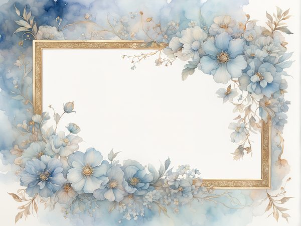 Sky Blue Watercolor Floral Frames: Digital Paper Pack (10 JPGs) — image 11