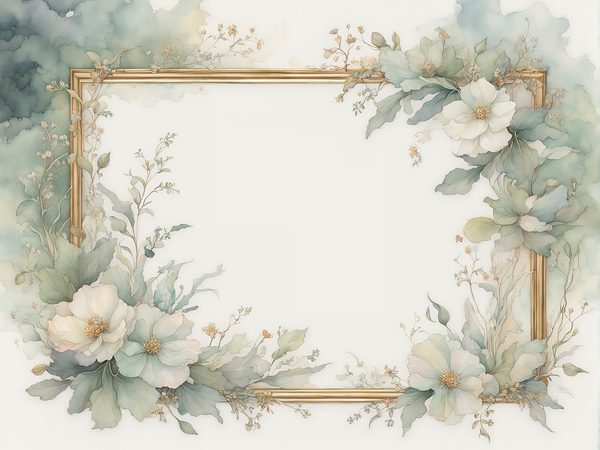 Sage Floral Frame Digital Paper Pack: Watercolor Scrapbook Backgrounds (10 JPGs) — image 1